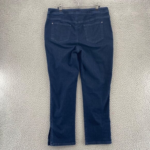 Chicos Jeans Womens 1.5 US 10 Blue Dark Wash Denim Girlfriend Slim Ankle Pull On - Picture 3 of 11